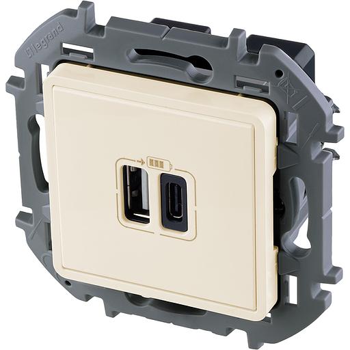 Legrand 673761 Зарядное устройство с двумя USB-разьемами A-C 240В/5В 3000мА - INSPIRIA - слоновая кость фото 3