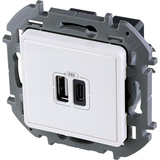 Legrand 673760 Зарядное устройство с двумя USB-разьемами A-C 240В/5В 3000мА - INSPIRIA - белый фото 3
