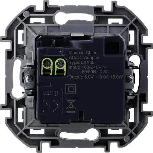 Legrand 673763 Зарядное устройство с двумя USB-разьемами A-C 240В/5В 3000мА - INSPIRIA - антрацит фото 2