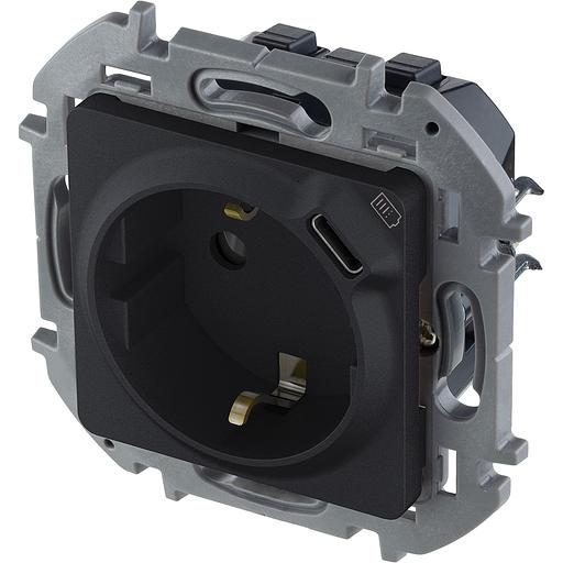 Legrand 673773 Розетка 2К+З немецкий стандарт 16А 250В со встроенным зарядным устройством USB C 1.5А 5В - INSPIRIA - антрацит фото 3