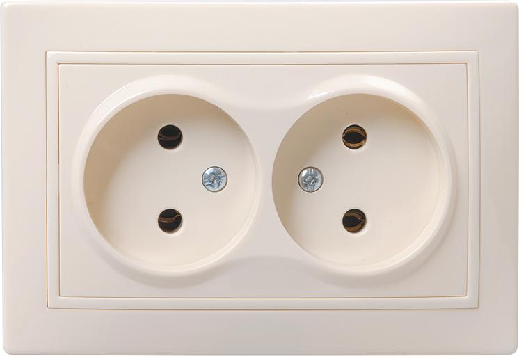 Iek ERK23-K33-10-DM РС12-2-ККм Розетка 2местн. без з/к без защ.штор. 10А КВАРТА (кремовый) фото 1