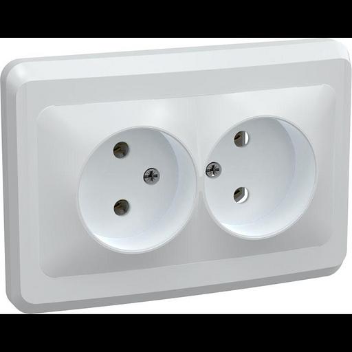 Iek ERV20-K01-10-DM РС12-2-ВБ Розетка 2местн. без з/к без защ.штор. 10А ВЕГА (белый) IEK фото 1
