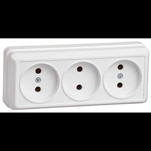 Iek ERO30-K01-10-DC РС23-2-ОБ Розетка 3местн. без з/к 10А откр.уст. ОКТАВА (белый) фото 1