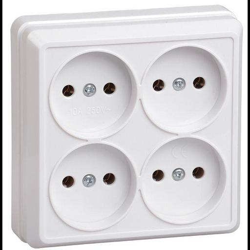 Iek ERO40-K01-10-DC РС24-2-ОБ Розетка 4местн. без з/к 10А откр.уст. ОКТАВА (белый) фото 1