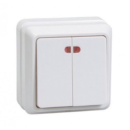Iek EVO21-K01-10-DC ВС20-2-1-ОБ Выключатель 2кл с инд. 10А ОКТАВА (белый) фото 1