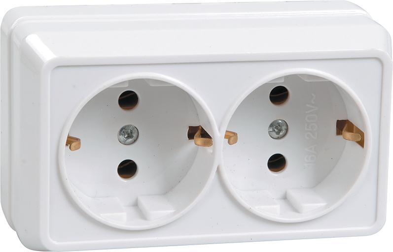 Iek ERO21-K33-16-DC РС22-3-ОКм Розетка 2местн. с з/к 16А откр.уст. ОКТАВА (кремовый) фото 1