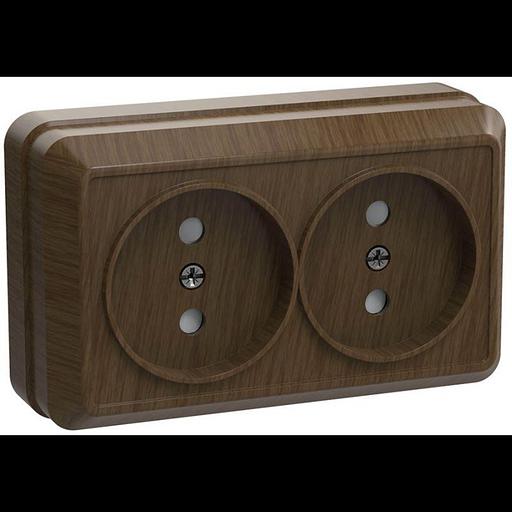 Iek ERO20-K04-10-DC РС22-2-ОД Розетка 2местн. без з/к 10А откр.уст. ОКТАВА (дуб) фото 1