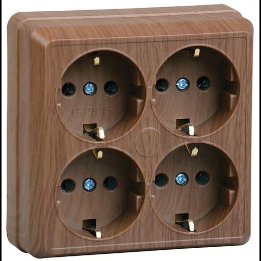 Iek ERO41-K04-16-DC РС24-3-ОД Розетка 4местн. с з/к 16А откр.уст. ОКТАВА (дуб) фото 1