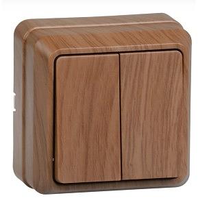 Iek EVO20-K04-10-DC ВС20-2-0-ОД Выключатель 2кл 10А откр.уст. ОКТАВА (дуб) фото 1