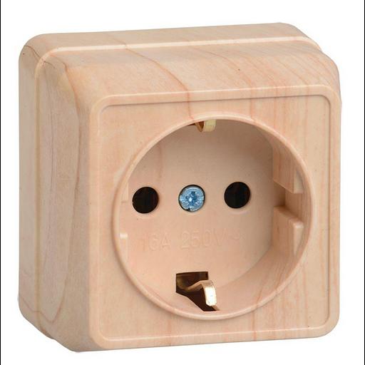 Iek ERO11-K03-16-DC РС20-3-ОС Розетка 1местн. c з/к 16А откр.уст. ОКТАВА (сосна) фото 1