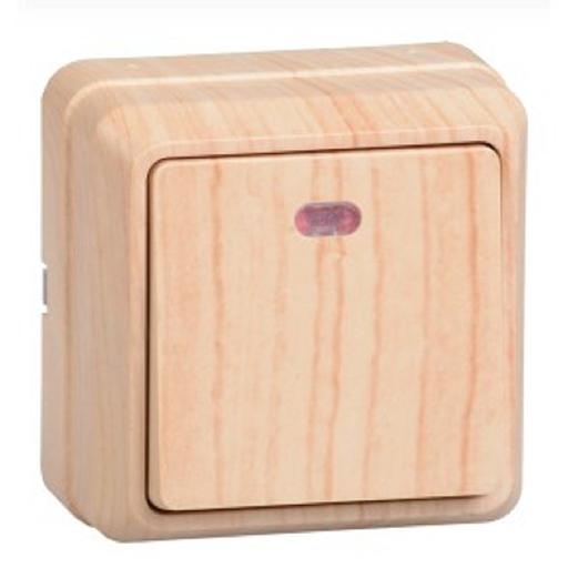 Iek EVO11-K03-10-DC ВС20-1-1-ОС Выключатель 1кл с инд. 10А откр.уст. ОКТАВА (сосна) фото 1
