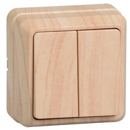 Iek EVO20-K03-10-DC ВС20-2-0-ОС Выключатель 2кл 10А откр.уст. ОКТАВА (сосна) фото 1