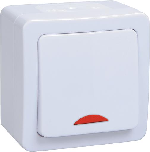 Iek EVMP11-K01-10-54-EC ВС20-1-1-ГПБ выкл 1кл с инд о/у IP54 (цвет клавиш: белый) ГЕРМЕС PLUS фото 1