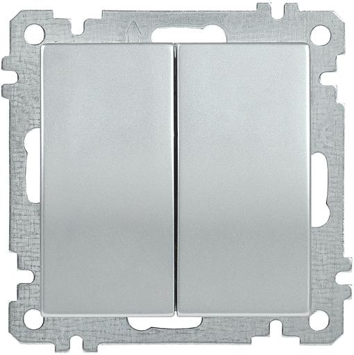 Iek EVB20-K23-10 ВС10-2-0-Б Выключатель 2 клав. 10А BOLERO серебряный фото 1