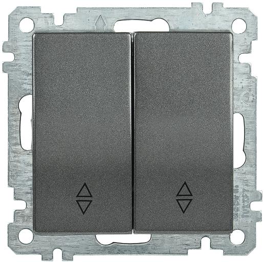 Iek EVB22-K95-10 ВС10-2-2-Б Выключатель 2 клав. прох. 10А BOLERO антрацит фото 1