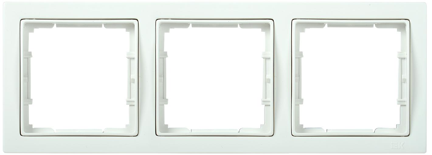 Iek EMB32-K01-Q1 РУ-3-ББ Рамка 3 мест. квадратная BOLERO Q1 белый фото 1