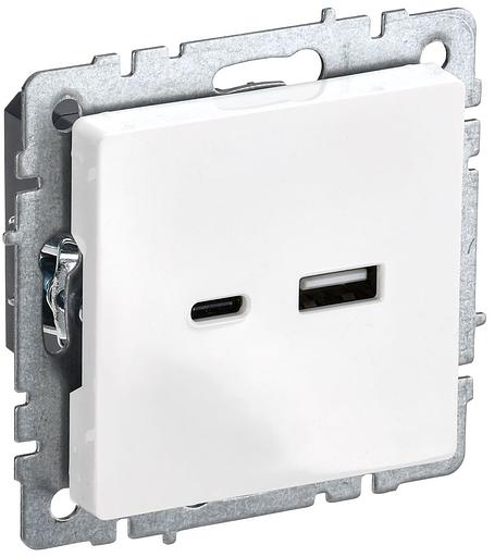 IEK BR-U22-018-K01 BRITE Роз. USB A+C 18Вт РЮ11-1-БрБ бел. фото 1