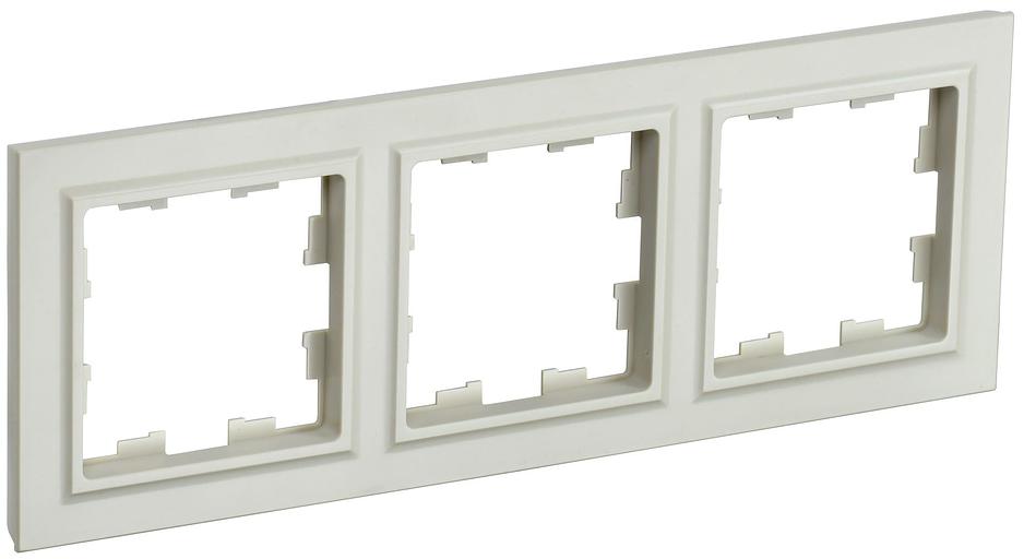 IEK BR-M32-K10 BRITE Рамка 3-мест. РУ-3-БрКр беж. фото 1