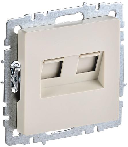 IEK BR-K20-1-K10 BRITE Роз. комп. 2-ая RJ45 кат.5E РК10-2-БрКр беж. фото 1