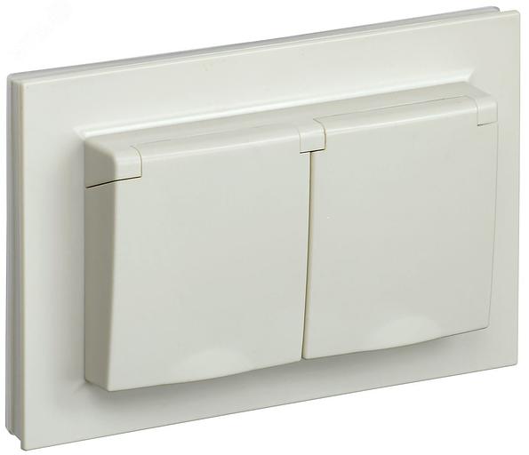 IEK BR-R26-16-44-K10-F BRITE Роз. 2-я с кр. 16А в сб IP44 РСбш12-3-44-БрКр беж. фото 1