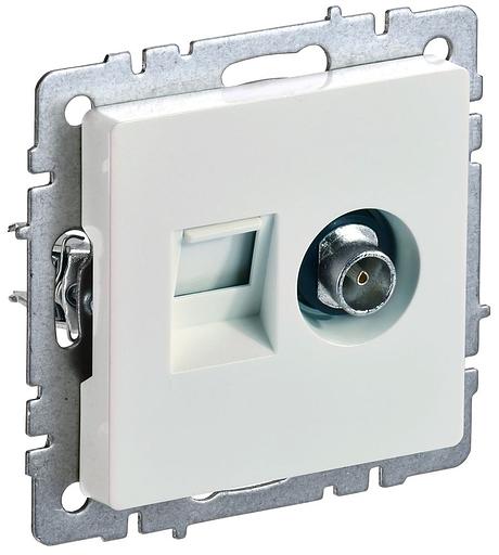 IEK BR-AK20-1-K36 BRITE Роз. двойная TV+RJ45 кат.5E РТВ/РК12-БрЖ жемч. фото 1