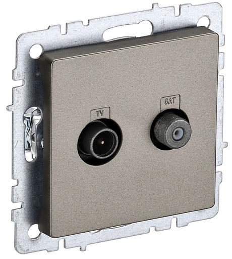 IEK BR-AF20-O-K37 BRITE Роз. двойная TV+SAT РТВ/РСп12-БрШ шамп. фото 1