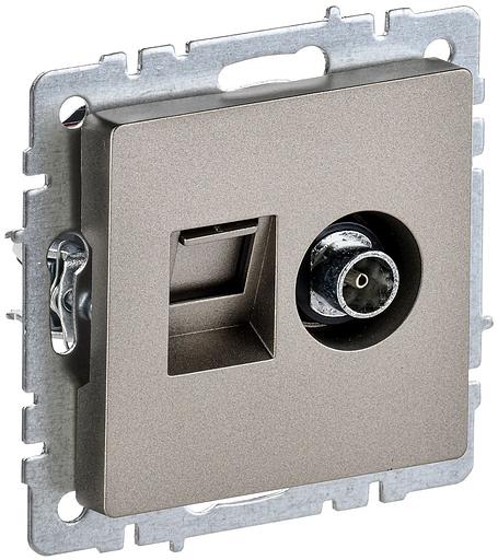 IEK BR-AK20-1-K37 BRITE Роз. двойная TV+RJ45 кат.5E РТВ/РК12-БрШ шамп. фото 1