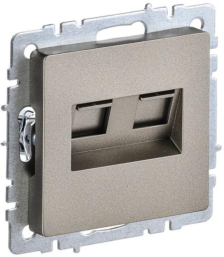 IEK BR-KT20-O-1-K37 BRITE Роз. двойная RJ11+RJ45 кат.5E РК/Т12-БрШ шамп. фото 1