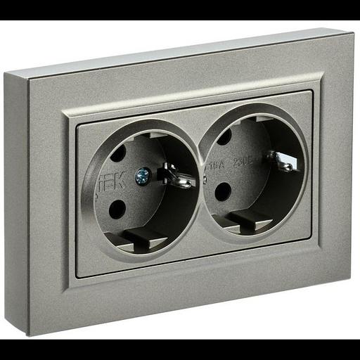 IEK BR-R24-16-K37-F BRITE Роз. 2-я с з/к/ш 16А в сб. РСш12-3-БрШ шамп. фото 1