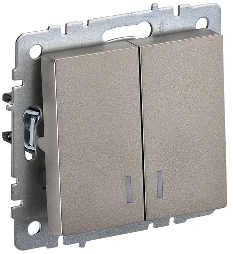 IEK BR-V20-1-10-K37 BRITE Выключ. 2-кл. с инд. 10А ВС10-2-1-БрШ шамп. фото 1