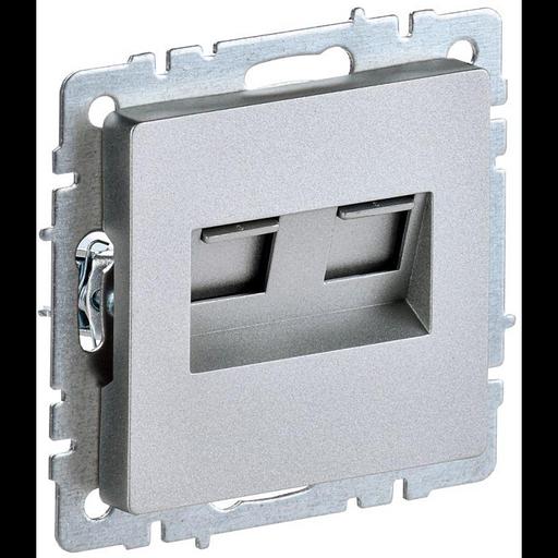 IEK BR-K20-1-K47 BRITE Роз. комп. 2-ая RJ45 кат.5E РК10-2-БрА алюм. фото 1