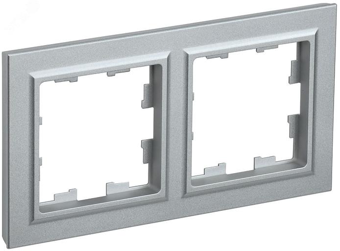 IEK BR-M22-K47 BRITE Рамка 2-мест. РУ-2-БрА алюм. фото 1