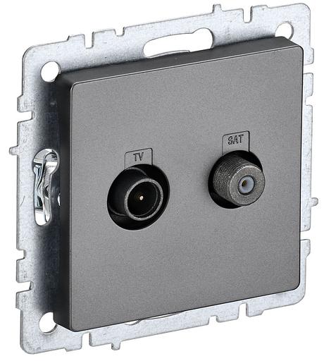 IEK BR-AF20-O-K46 BRITE Роз. двойная TV+SAT РТВ/РСп12-БрС сталь фото 1