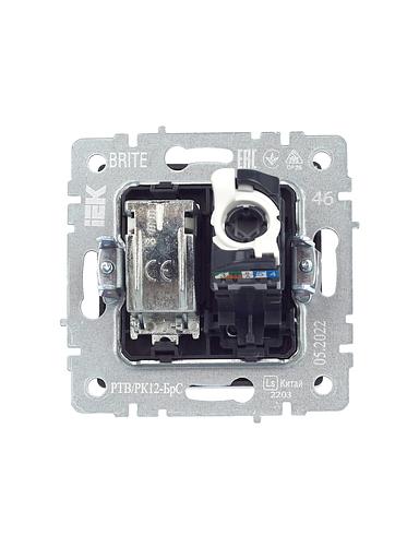 IEK BR-AK20-1-K46 BRITE Роз. двойная TV+RJ45 кат.5E РТВ/РК12-БрС сталь фото 4