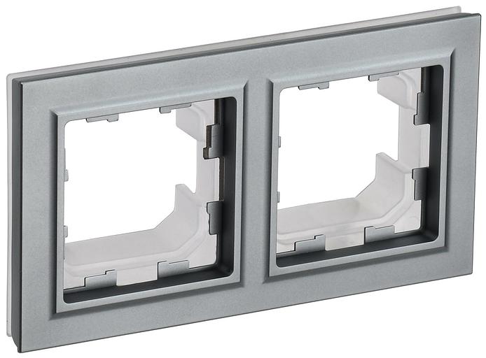 IEK BR-M22-44-K46 BRITE Рамка 2-мест. IP44 РУ-2-БрС-44 сталь фото 1