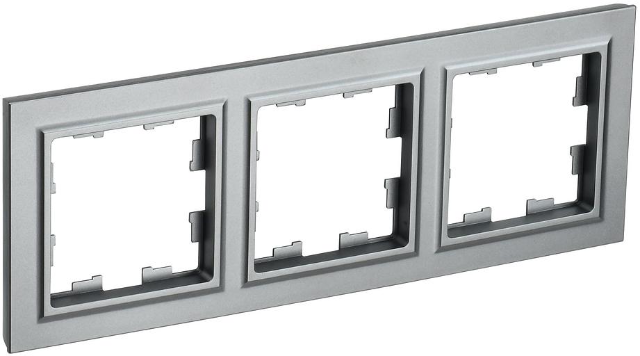 IEK BR-M32-K46 BRITE Рамка 3-мест. РУ-3-БрС сталь фото 1