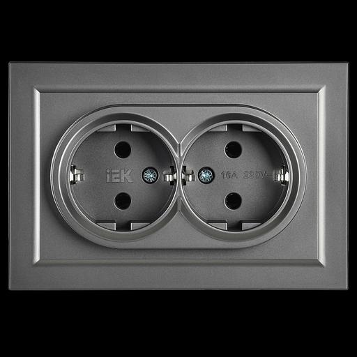 IEK BR-R21-16-K46-F BRITE Роз. 2-я с з/к без з/ш 16А в сб. РС12-3-БрС сталь фото 2