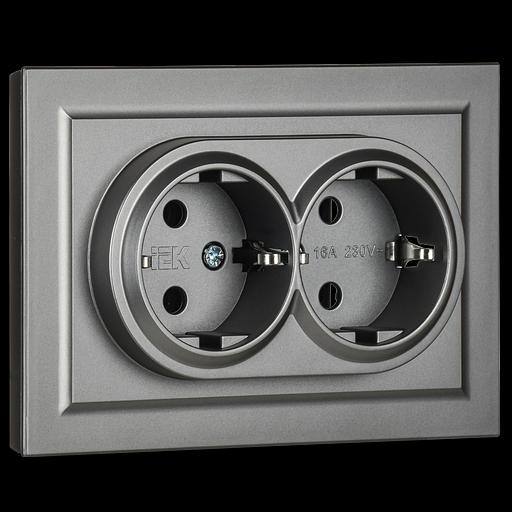 IEK BR-R21-16-K46-F BRITE Роз. 2-я с з/к без з/ш 16А в сб. РС12-3-БрС сталь фото 3