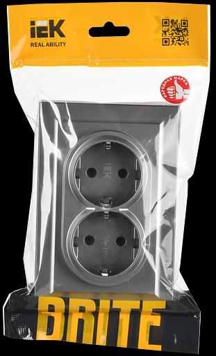 IEK BR-R21-16-K46-F BRITE Роз. 2-я с з/к без з/ш 16А в сб. РС12-3-БрС сталь фото 7