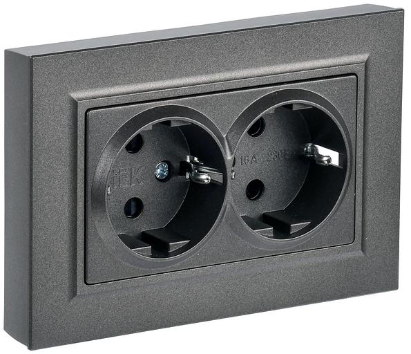 IEK BR-R21-16-K45-F BRITE Роз. 2-я с з/к без з/ш 16А в сб. РС12-3-БрТБ бр. фото 1