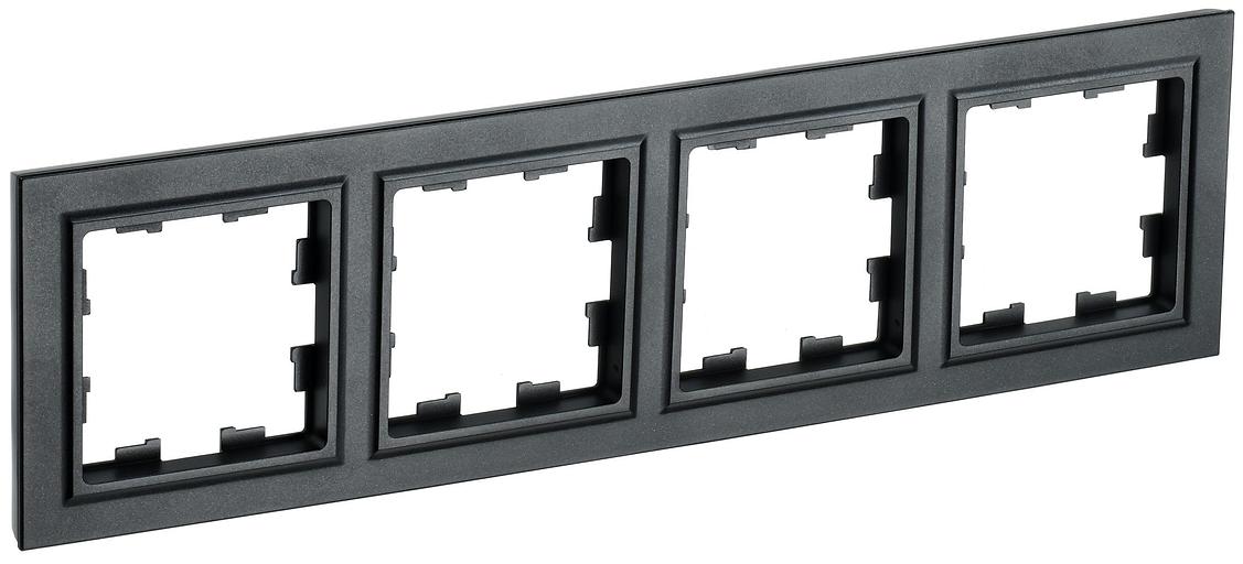 IEK BR-M42-K02 BRITE Рамка 4-мест. РУ-4-БрЧ черн. фото 1