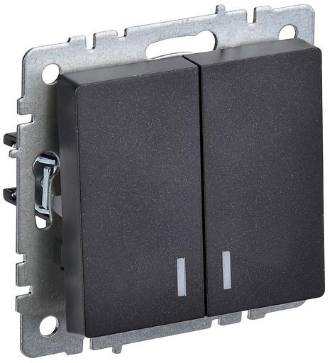 IEK BR-V20-1-10-K02 BRITE Выключ. 2-кл. с инд. 10А ВС10-2-1-БрЧ черн. фото 1