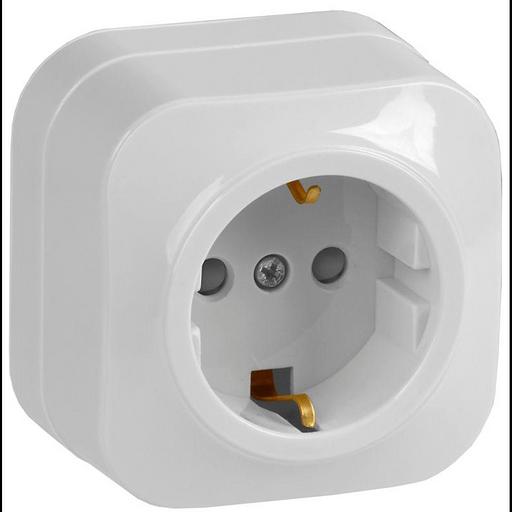 IEK ERH14-K01-16 РСш20-3-ХБ Розет. 1-ая с з/к и з/ш о/у 16А GLORY белый фото 1
