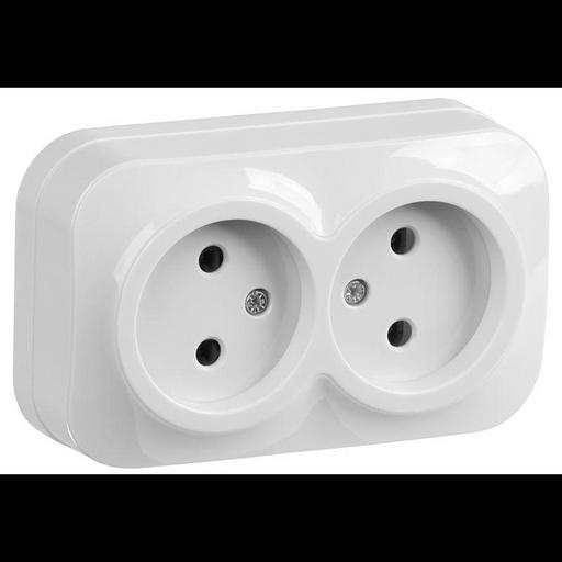 IEK ERH20-K01-10 РС22-2-ХБ Розет. 2-ая без з/к о/у 10А GLORY белый фото 1