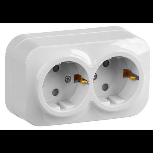 IEK ERH24-K01-16 РСш22-3-ХБ Розет. 2-ая с з/к и з/ш о/у 16А GLORY белый фото 1
