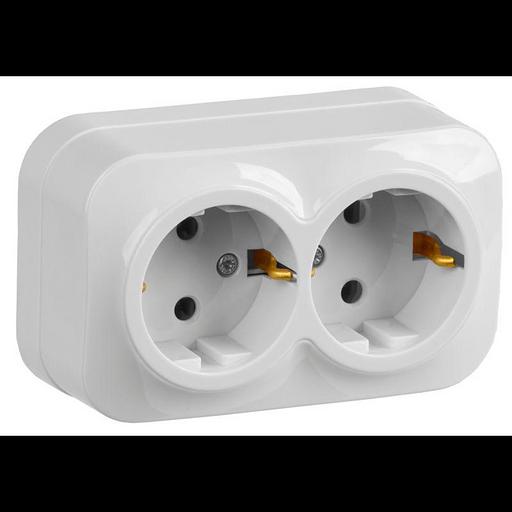 IEK ERH21-K01-16 РС22-3-ХБ Розет. 2-ая с з/к о/у 16А GLORY белый фото 1