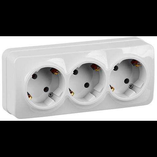 IEK ERH31-K01-16 РС23-3-ХБ Розет. 3-ая с з/к о/у 16А GLORY белый фото 1