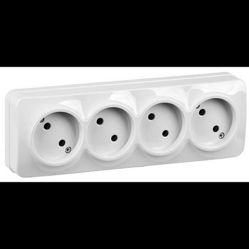 IEK ERH40-K01-10 РС24-2-ХБ Розет. 4-ая без з/к о/у 10А GLORY белый фото 1