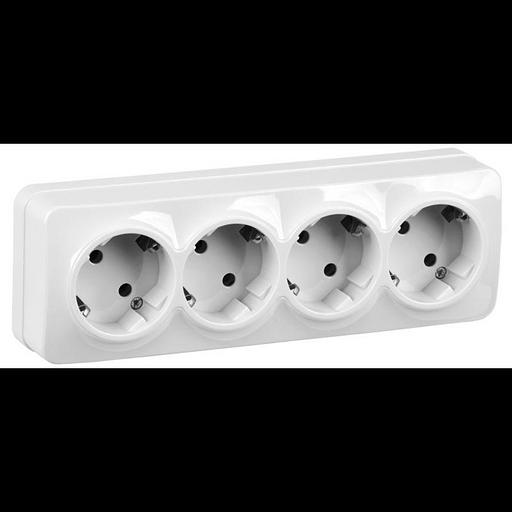 IEK ERH41-K01-16 РС24-3-ХБ Розет. 4-ая с з/к о/у 16А GLORY белый фото 1
