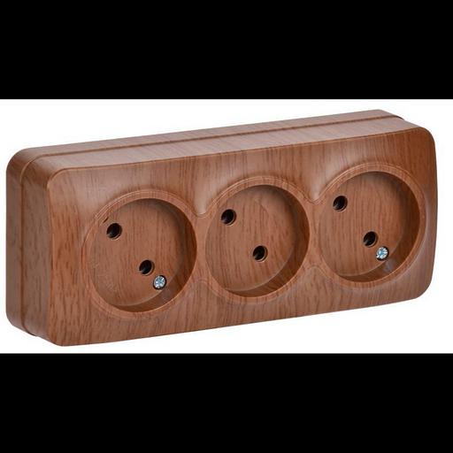 IEK ERH30-K24-10 РС23-2-ХД Розет. 3-ая без з/к о/у 10А GLORY дуб фото 1